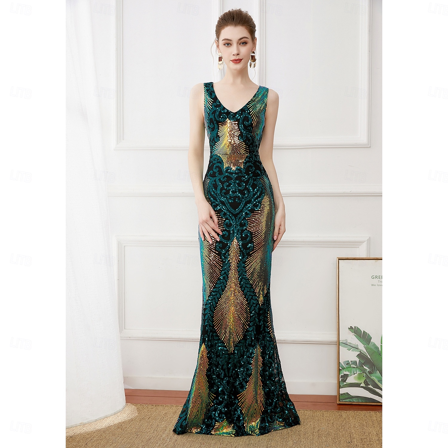 Roaring 20s 1920s Floor Length Dress Evening Dress Party Costume Sleeveless The Great Gatsby Sequin V Neck Fancy Dress Women's Christmas New Year Evening Party Party Wedding Adults Dress 2026 - $78.99 –P6