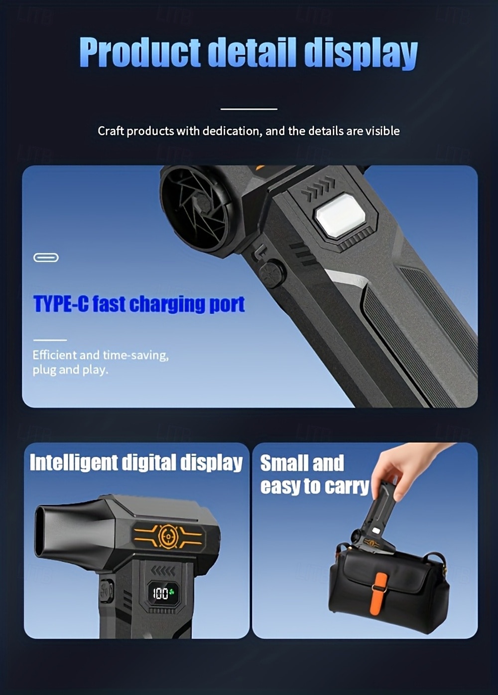 Handheld Powerful Turbofan Yard Lawn and Gardening/snow Removal Tools/machines High-speed Brushless Motor Built-in Large Capacity Battery Car Dust Removal Fan Portable Outdoor Dust Removal Fan! 2025 - $56.99 –P6