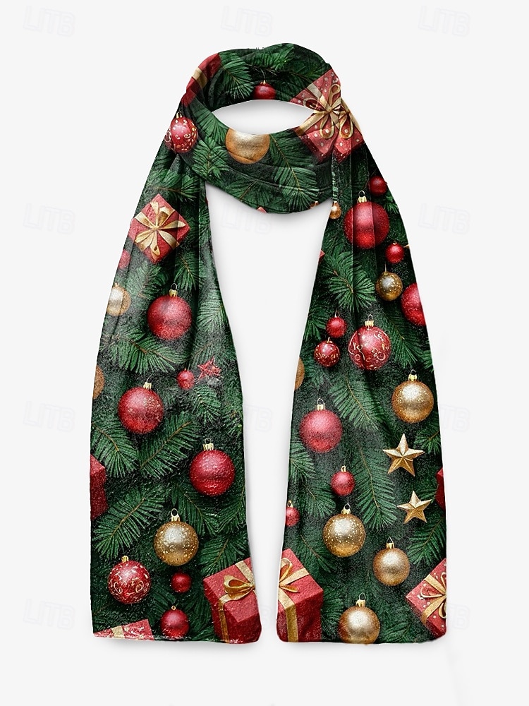 Écharpe de Noël en velours pour femme - tissu doux et moelleux orné de multiples motifs festifs, idéale pour les fêtes et la mode hivernale de 2026 ? $14.99 –P8