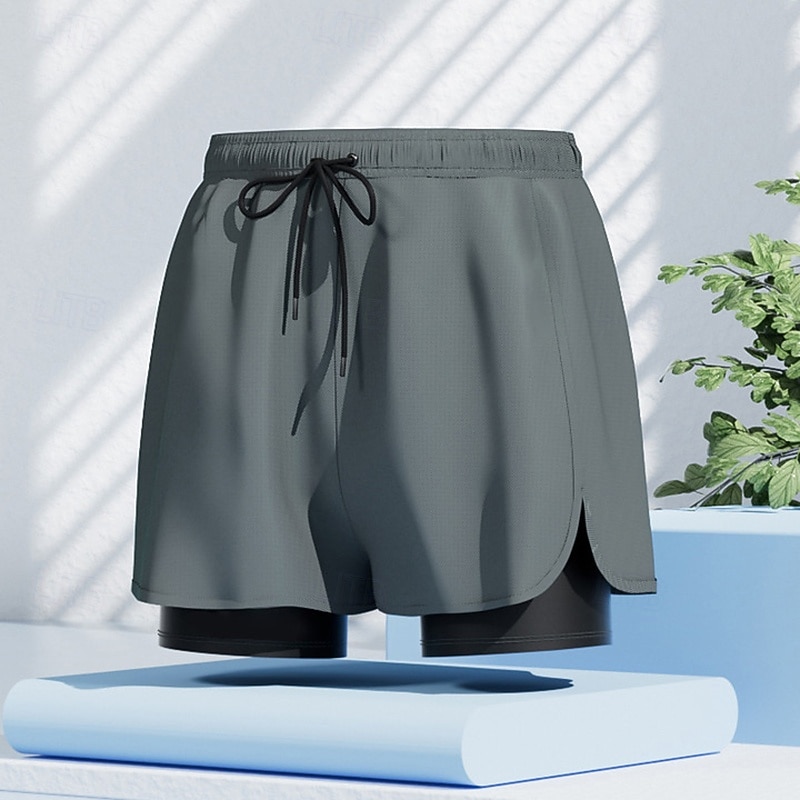 Ανδρικά Σορτς παραλίας Σορτσάκια Κολύμβησης Μαγιό Βερμούδα Μονόχρωμο Εκτυπωμένο 2 σε 1 Με επένδυση συμπίεσης Γρήγορο Στέγνωμα Μαγιό Παντελόνια Φούστες Σέρφινγκ Κανό Ψαροντούφεκο Καλοκαίρι 2026 - $14.27 –P3