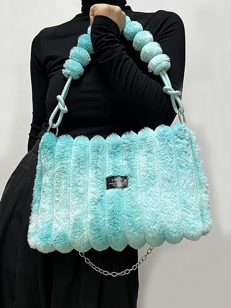 Women's Faux Fur Shoulder Bag, Multi-Color, Versatile Carry Styles, Fashionable Chain Strap, Ideal for Casual & Party Wear 2026 - $19.99 –P1