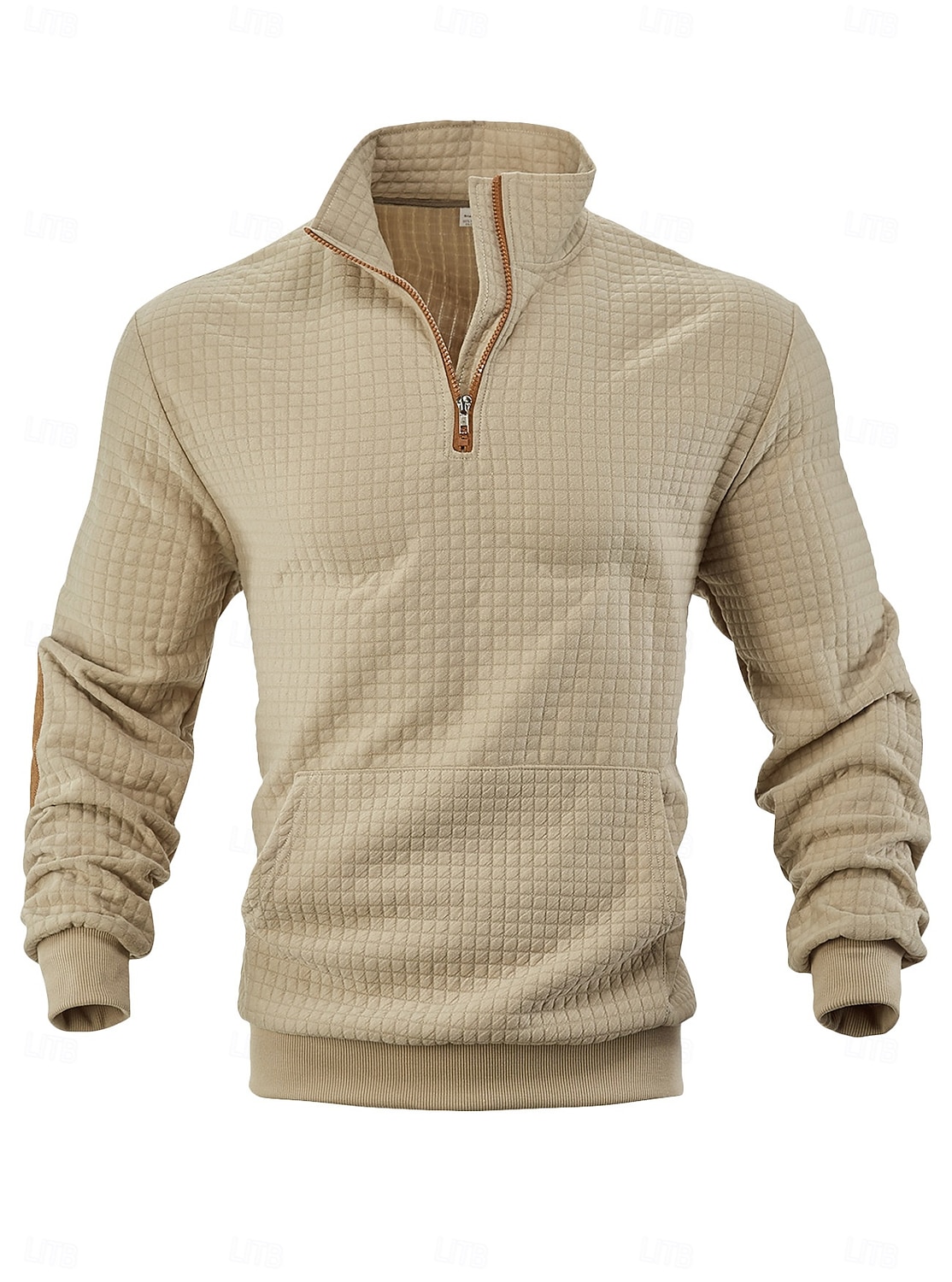 Herren Zip Up Sweatshirt Waffel-Sweatshirt Pullover Schwarz Weiß Marineblau Khaki Dunkelgray Halber Reißverschluss Einfach Reißverschluss Tasche Arbeit Sport & Outdoor Lässig ohne Druck Aktiv Vintage 2026 - $28.99 –P3