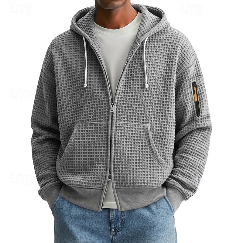 Per uomo Felpa con cappuccio Felpa con cappuccio a zip intera Felpa con cappuccio a nido d'ape Felpa con cappuccio tattica Blu marino Verde Grigio chiaro Azzurro Con Cappuccio Semplice Cerniera del 2025 a $27.99 –P2