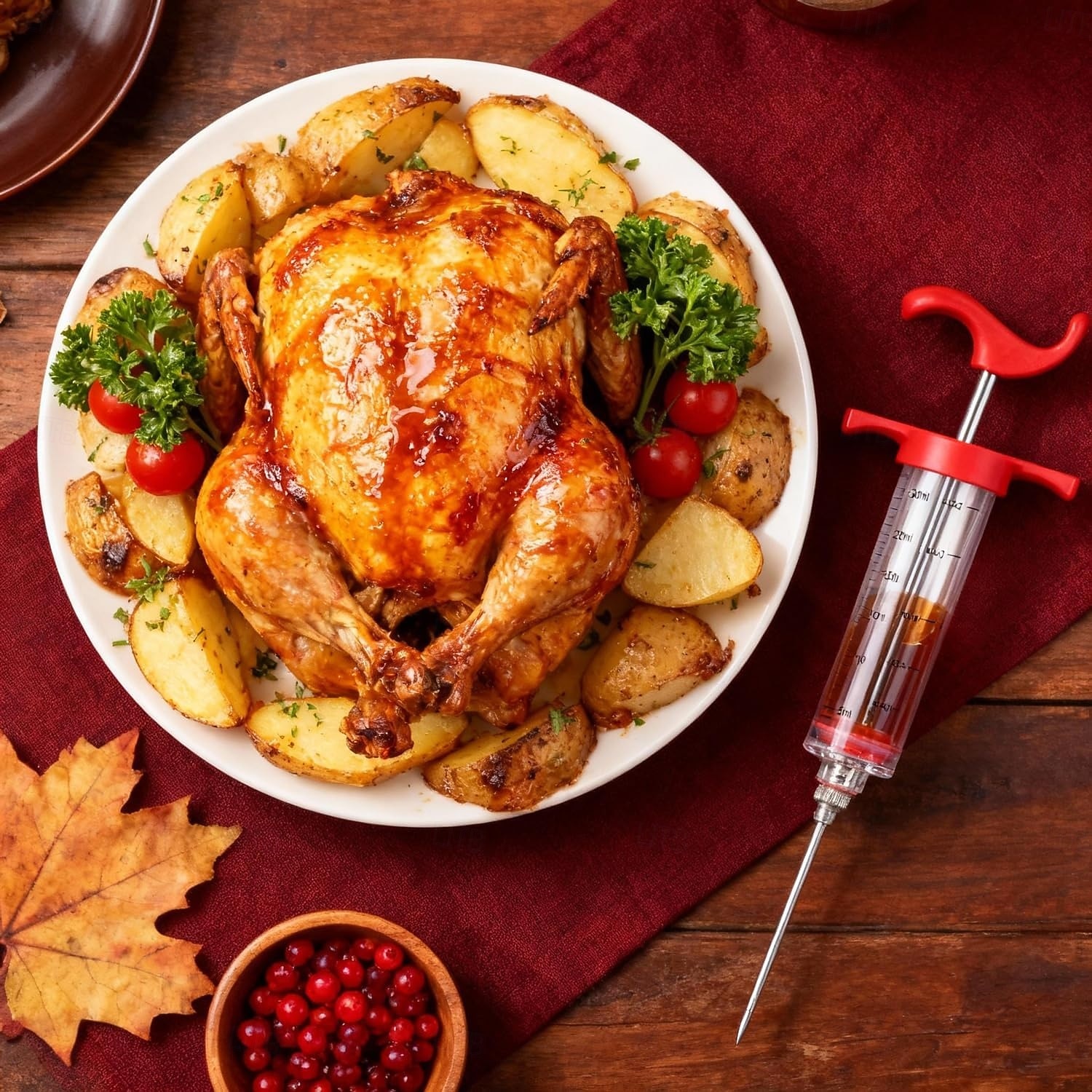 מחבת הודו מנירוסטה לבישול &מזרק מטבח - מזרק נוזלים חמים - מזרק בשר ומזון - גודל גדול עם 2 מחטים &2 מברשות ניקוי - כלי חיוני לחג ההודיה 2026 - $15.99 –P7