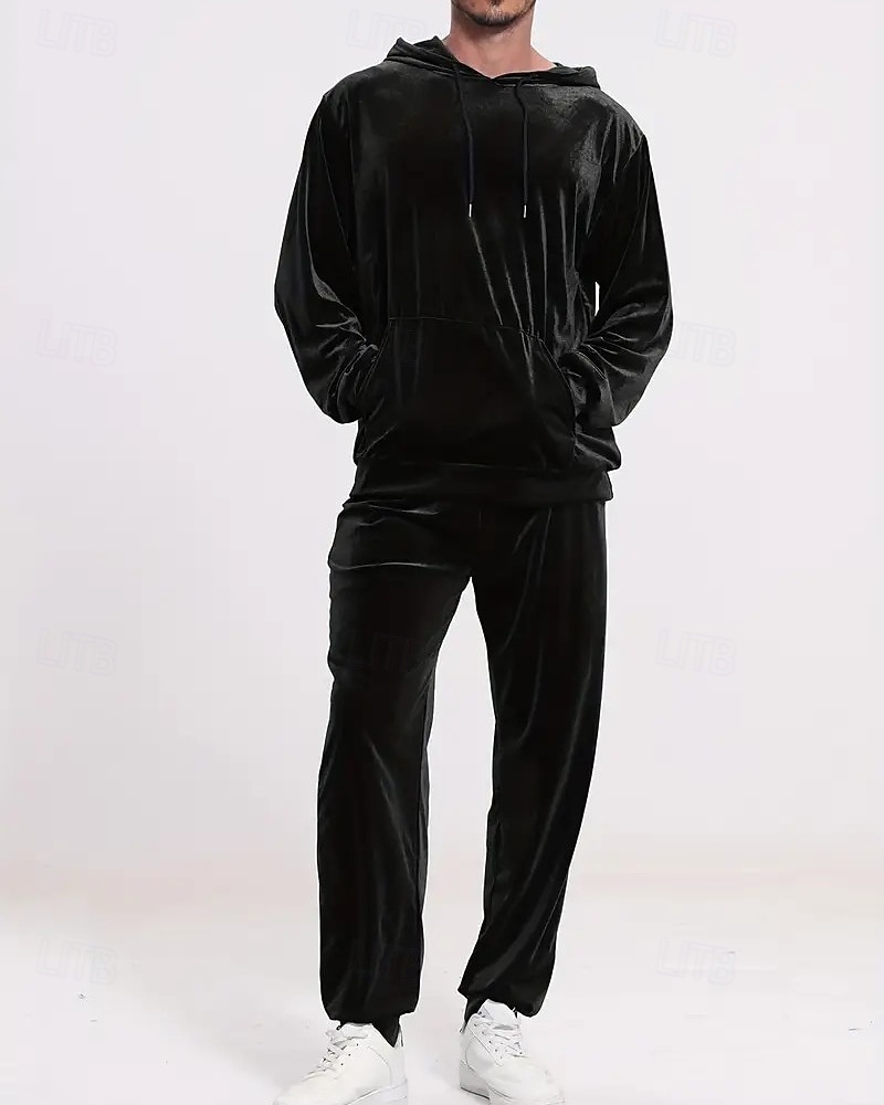 Homens Moletom Moletom com capuz e calças Conjunto de roupas Conjunto de moletons Capuz Ao ar livre Diário Esportes Com Cordão Bolsos Tecido Vermelho Vinho Preto Azul Royal Poliéster Roupas Esportivas de 2026 por $44.99 –P5