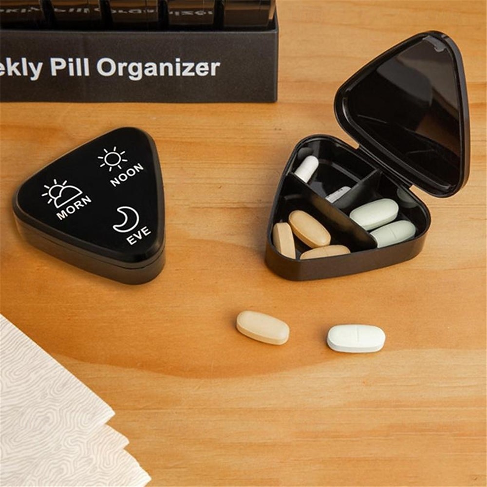 Týdenní organizér na léky 3krát denně, 7denní trojúhelníková krabička na léky s 21 přihrádkami, plastové pouzdro na léky z polypropylenu na ráno, poledne a večer, snadno otevíratelný týdenní držák na 2026 - $13.99 –P3