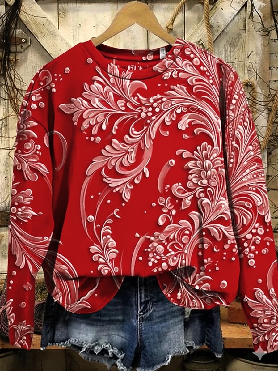 Per donna Felpa Pullover Stampato Floreale Grafico Paisley Caldo Vintage Western Manica Lunga Girocollo Top Regolari Casuale Streetwear Abbigliamento Quotidiano Blu Nero Giallo Rosso Verde Primavera del 2026 a $28.99 –P2