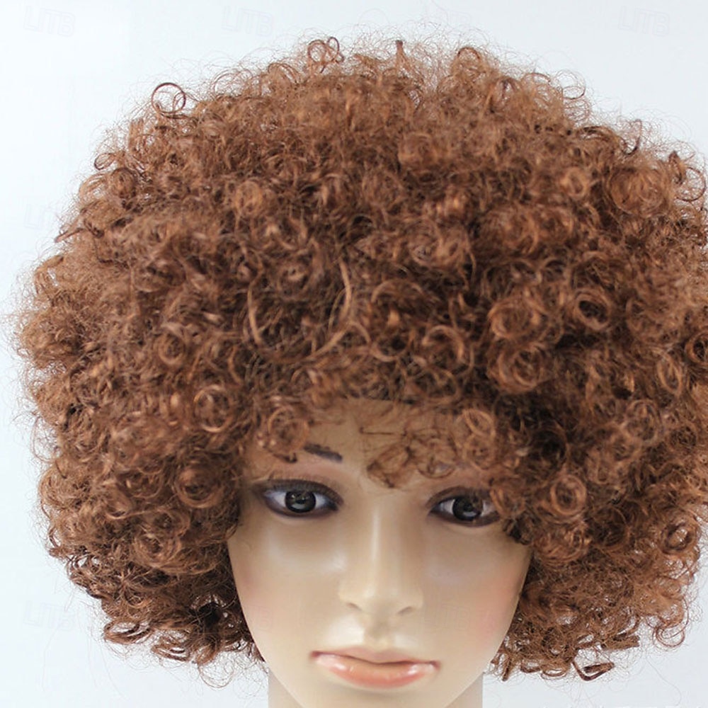 Carnival Wig 2026 Brown Curly Afro Short Synthetic Festival Wig Mardi Gras Parade Cosplay Costume Hair for Men 2026 - $14.99 –P1