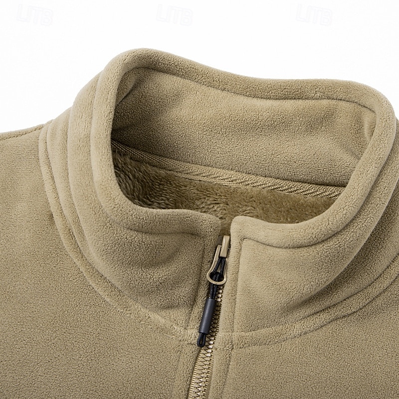 Voor heren Winterjack Fleecejack Vrijetijdsjas Vakantie Dagelijks Thermisch Warm Zak Fleece Herfst winter Effen Modieus Streetwear Opstaand Normaal Zwart Rood Khaki Leger Groen Donkerblauw Jacks 2026 - $41.99 –P7