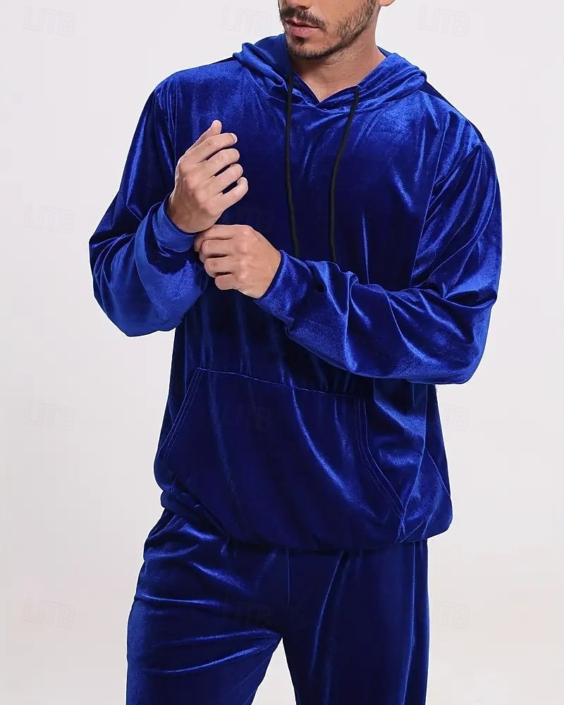 Homens Moletom Moletom com capuz e calças Conjunto de roupas Conjunto de moletons Capuz Ao ar livre Diário Esportes Com Cordão Bolsos Tecido Vermelho Vinho Preto Azul Royal Poliéster Roupas Esportivas de 2026 por $44.99 –P17