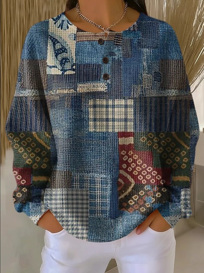Per donna Felpa Pullover Geometrico A righe Casual Manica Lunga Girocollo Top Regolari Casuale Abbigliamento Quotidiano Blu Viola Verde Autunno del 2026 a $28.99 –P2