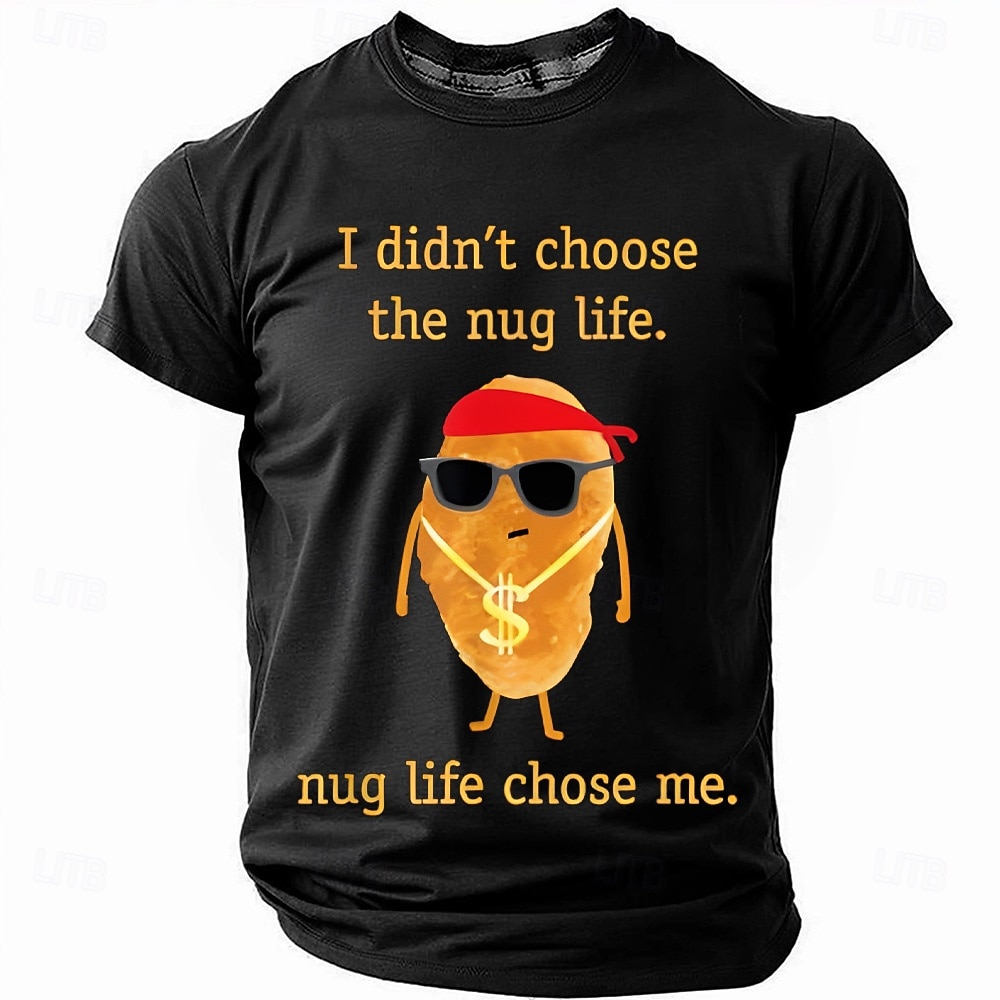 Camiseta engraçada "Nug Life", camiseta "Eu não escolhi a vida de nugget", camiseta com estampa de nugget de rapper descolado, presente com humor gastronômico para homens, camiseta paródia para de 2025 por $19.99 –P4