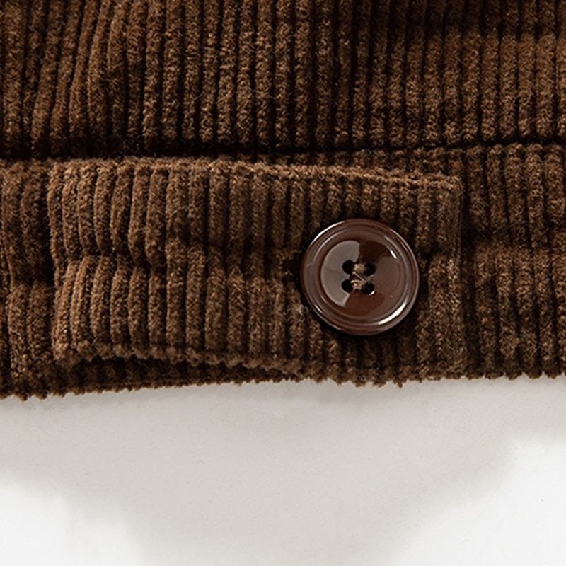 Herren Wintermantel Cordjacke Fleecejacke Freizeitjacke Outdoor Lässig Thermowarm Tasche Herbst Winter Einfach Vintage Streetwear Umlegekragen Regulär Schwarz Khaki Kaffee Grau Jacken 2026 - $65.99 –P7