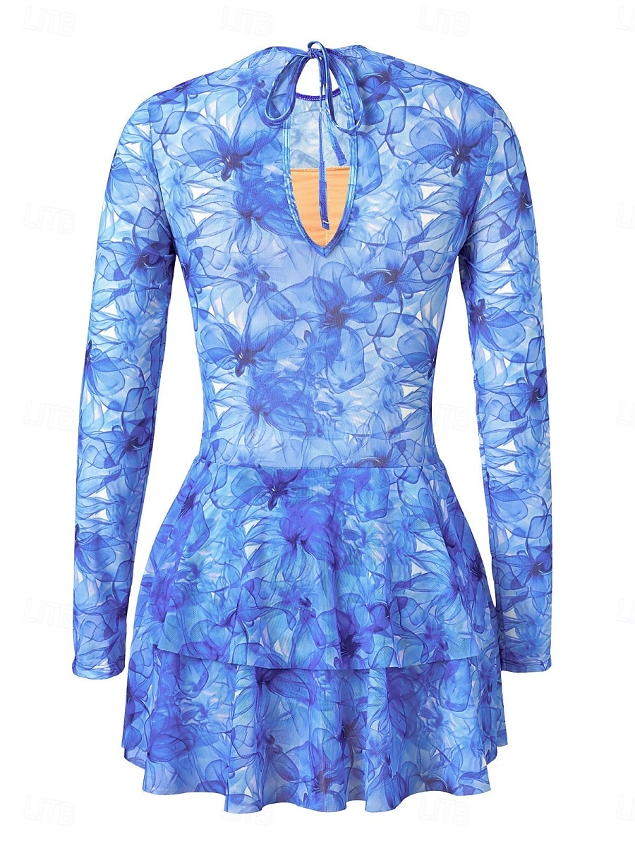 بيكيني نسائي قطعة واحدة ملابس السباحة مع تنورة فستان بوهيمي للتحكم في البطن خصر عالي أنيق بلا ظهر إجازة ملابس الشاطئ رسومات هندسية عنق دائري بلا أكمام وأكمام طويلة 2026 - $48.99 –P7