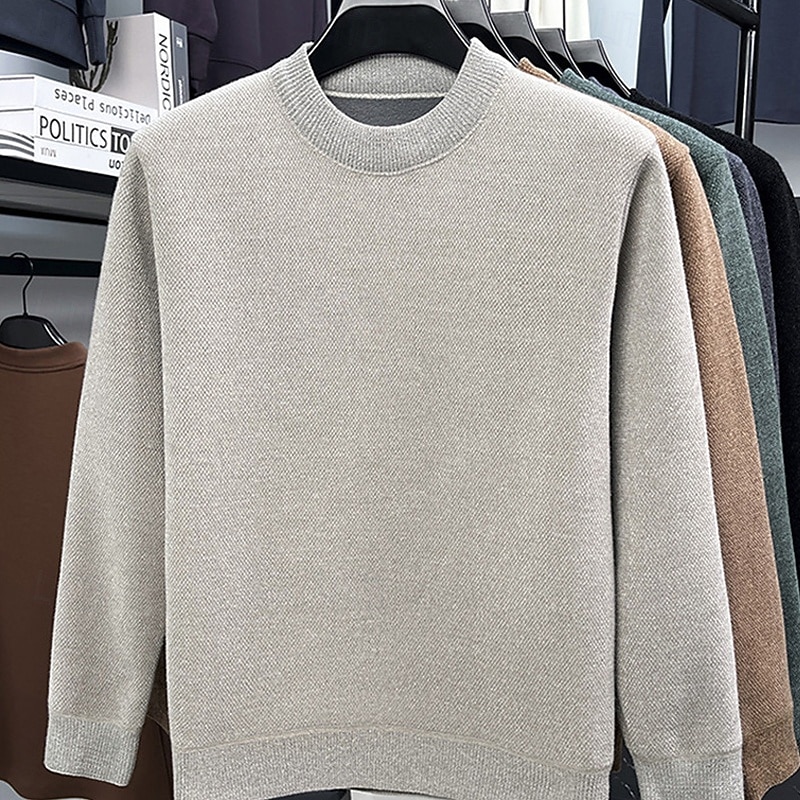Herren Pullover Strickpullover Gerippt Stricken Normale Oberteile Gestrickt Fleece Einfach Rundhalsausschnitt Mode Basic Urlaub Alltagskleidung Bekleidung Herbst Winter Schwarz Grün M L XL 2026 - $37.99 –P2