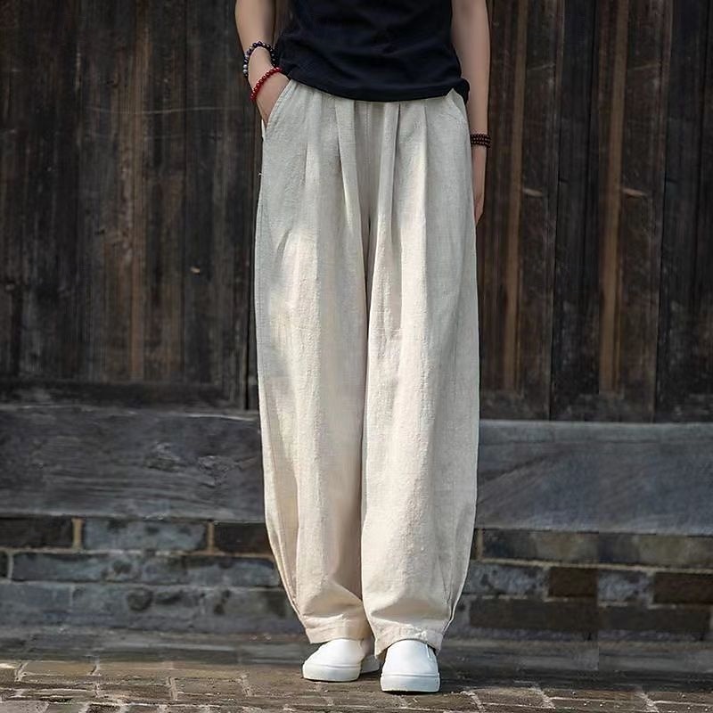 Dames Imitatie katoenlinnen Broek Zomerbroek Wijde broek Vakantie Vintage Etnische stijl Volledige lengte Hoge taille Inelastisch Strand Straat Causaal Bean Green Ruwe hennep kleur Zwart Marineblauw 2026 - $21.99 –P1