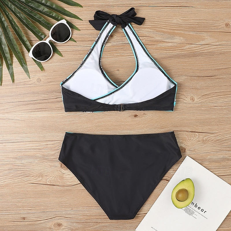 Damen Badeanzug Zweiteilig Rock Bademode Rückenfrei Urlaub Strandbekleidung Gestreift V Ausschnitt Ärmellos Badeanzüge 2026 - $22.99 –P10