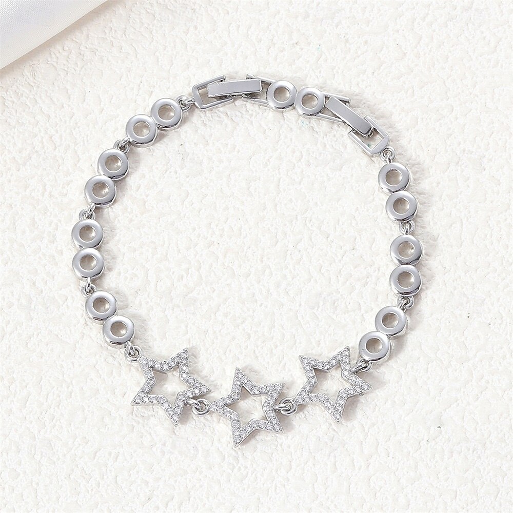 Zircone Classico Stella Vintage Moda Personalizzato Di tendenza Cromo Gioielli braccialetto Argento / Oro Per Matrimonio Feste Fidanzamento Balli di fine anno del 2026 a $17.49 –P2