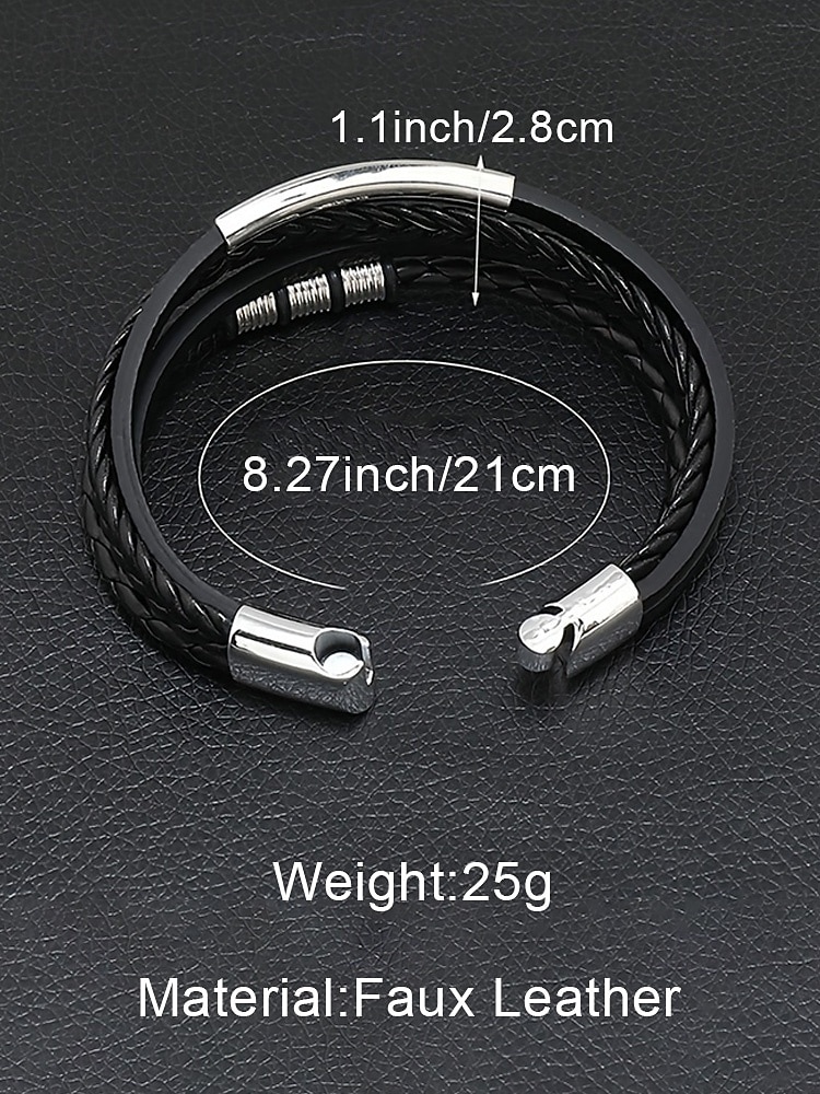Men's faux leather alloy multi-layer magnetic braided bracelet, Stylish and durable, Suitable for casual wear and special occasions. 2025 - $9.99 –P9