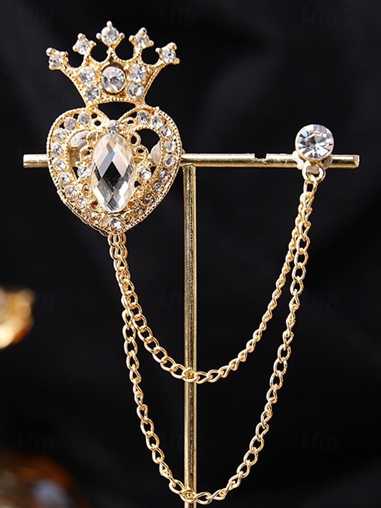 Men's Christmas Brooch Set - Elegant Alloy Material with Multi-Colored Gems and Pearls, Festive Chain Design for Suits, Parties and Holiday Occasions 2026 - $9.99 –P13