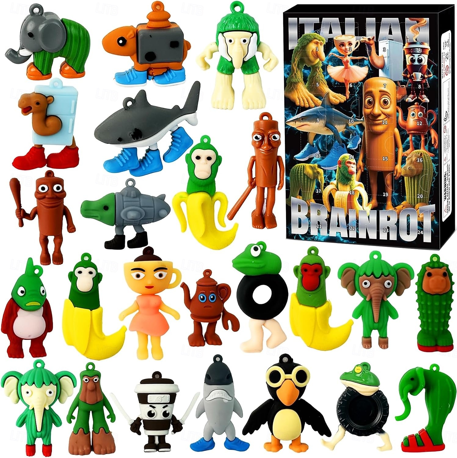 Итальянский рождественский адвент-календарь 2025 года от Brainrot, календарь с обратным отсчётом для фигурок-чулок Tung Tung Tung Sahur, рождественский подарок на Хэллоуин для детей, подростков, девочек и мальчиков 2026 - $31.99 –P1