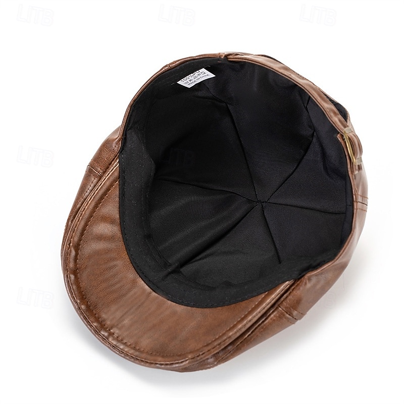 Férfi Vadászsapka Ascot Hat Newsboy Hat Fekete Kávé PU bőr Divat Alkalmi Utca Napi Sima Állítható Fényvédő Légáteresztő 2026 - $11.99 –P4