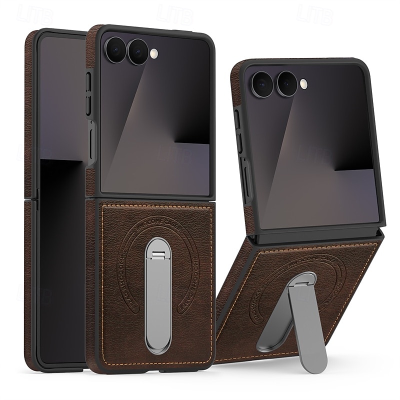 teléfono Funda Para Samsung galaxia Z Flip 7 Z Flip 6 Z Flip 5 Z Flip 4 Z Flip 3 Funda Trasera adsorción magnética con Soporte Magnética Soporte de carga inalámbrica Retro ordenador personal Cuero de 2026 - $20.99 –P1