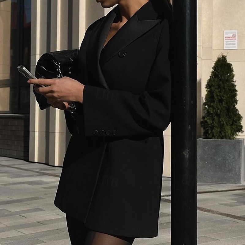 Pentru femei Blazer Sacou Comfortabil Nasturi Modă Casual Culoare solidă Stradă Purtare Zilnică Ieșire Sfârșit de săptămână Regulat Răsfrânt Fit regulat Manșon Lung Îmbrăcăminte exterioară Negru 2026 - $52.99 –P5