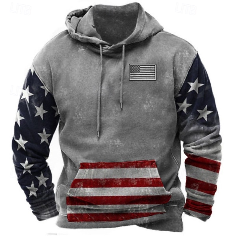 Per uomo Grafico Bandiera Americana Felpa con Cappuccio Felpa con cappuccio Felpa con cappuccio stampata Moda Streetwear Casual Vintage Retrò Con Cappuccio All'aperto Vacanza Uscire Rosso Cachi Blu del 2026 a $22.99 –P3