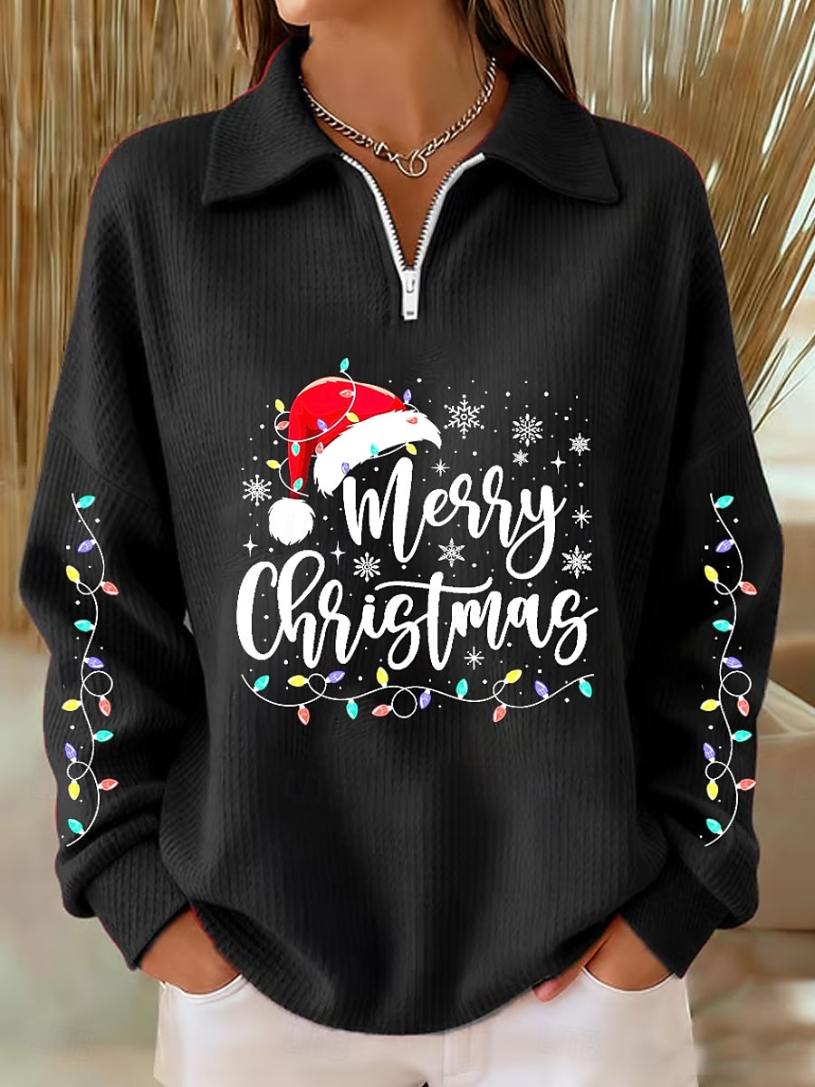 Női Pulóver pulóver Grafika Karácsonyfa Alkalmi Hosszú ujj Fél cipzár Normál felsők Hétköznapi Sport Szabadság Medence Fekete Arcpír rózsaszín Rubin Lóhere Ősz Tél 2025 - $32.99 –P5