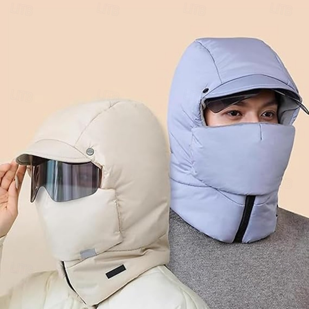téli szélálló, teljes fedésű kültéri lovaglómaszk üveggyapjúval bélelt katonai fülvédős sapkával, uniszex hideg időjárási arcvédő, vastagított meleg csapda sapka kerékpározáshoz, síeléshez, 2026 - $21.99 –P3