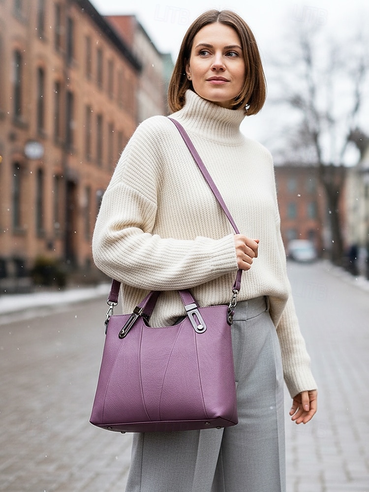 Handväska i konstläder för kvinnor – finns i flera färger, mångsidig design med flera bäralternativ, perfekt för både vardag och vardag. 2026 - $32.99 –P3