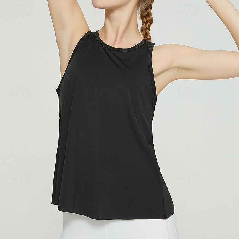 Women's Solid Colored Tank Top Workout Tops Loose Fit Elastic Sweat-Wicking Breathable Tennis Pickleball Yoga Crew Neck Top Black White Yellow Tennis Clothing 2026 - $11.49 –P14