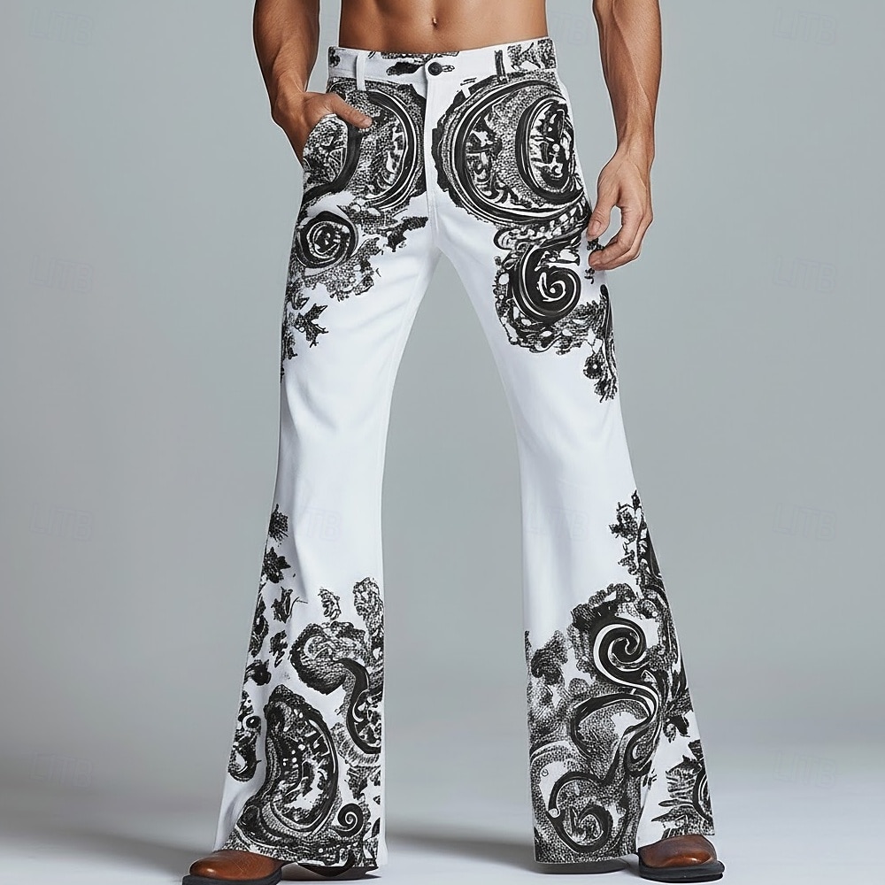 Homens Estampado Cashemere Estampa floral Étnico Calças Calças Discoteca Calça boca de sino dos anos 60 e 70 Cintura Média Vintage retrô Ao ar livre Festa Casual Bolsos laterais Calças boca de sino de 2026 por $29.99 –P4