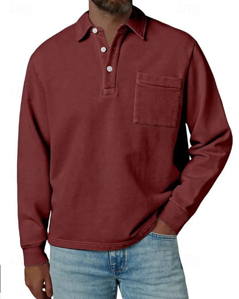 Per uomo Maglia da golf Polo da Golf Casuale Lavoro Bavero Manica Lunga Essenziale Moderno Semplice Bottoni Tasca Frontale Primavera Autunno Vestibilità regolare Blu Nero Blu marino Viola Marrone del 2026 a $31.99 –P8
