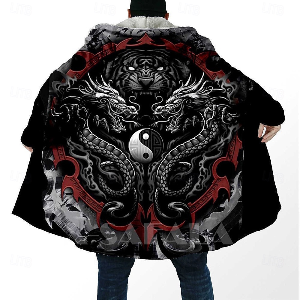 Homens Animal Modelado Casaco de inverno Casaco de lã Casaco Térmico / Quente Confortável Casual Roupa Diária Zíper Bolsos Impressão 3D Outono Inverno Com Capuz Manga Longa Preto 1 Preto Cinzento de 2026 por $56.99 –P3
