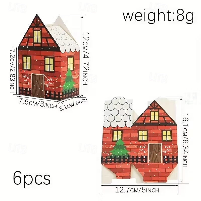 Caixa de calendário do advento de Natal com 24 peças - design de casinha de gengibre vermelha e branca com relógio dourado e cena de vila nevada, perfeita para presentes de festas de fim de ano e de 2025 por $22.99 –P8