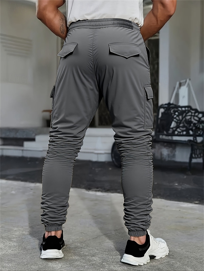 Per uomo Pantaloni Cargo Pantaloni Coulisse Multi-tasche Semplice Indossabile All'aperto Quotidiano Campeggio & Escursionismo Moda Classico Nero Verde militare del 2026 a $24.99 –P11