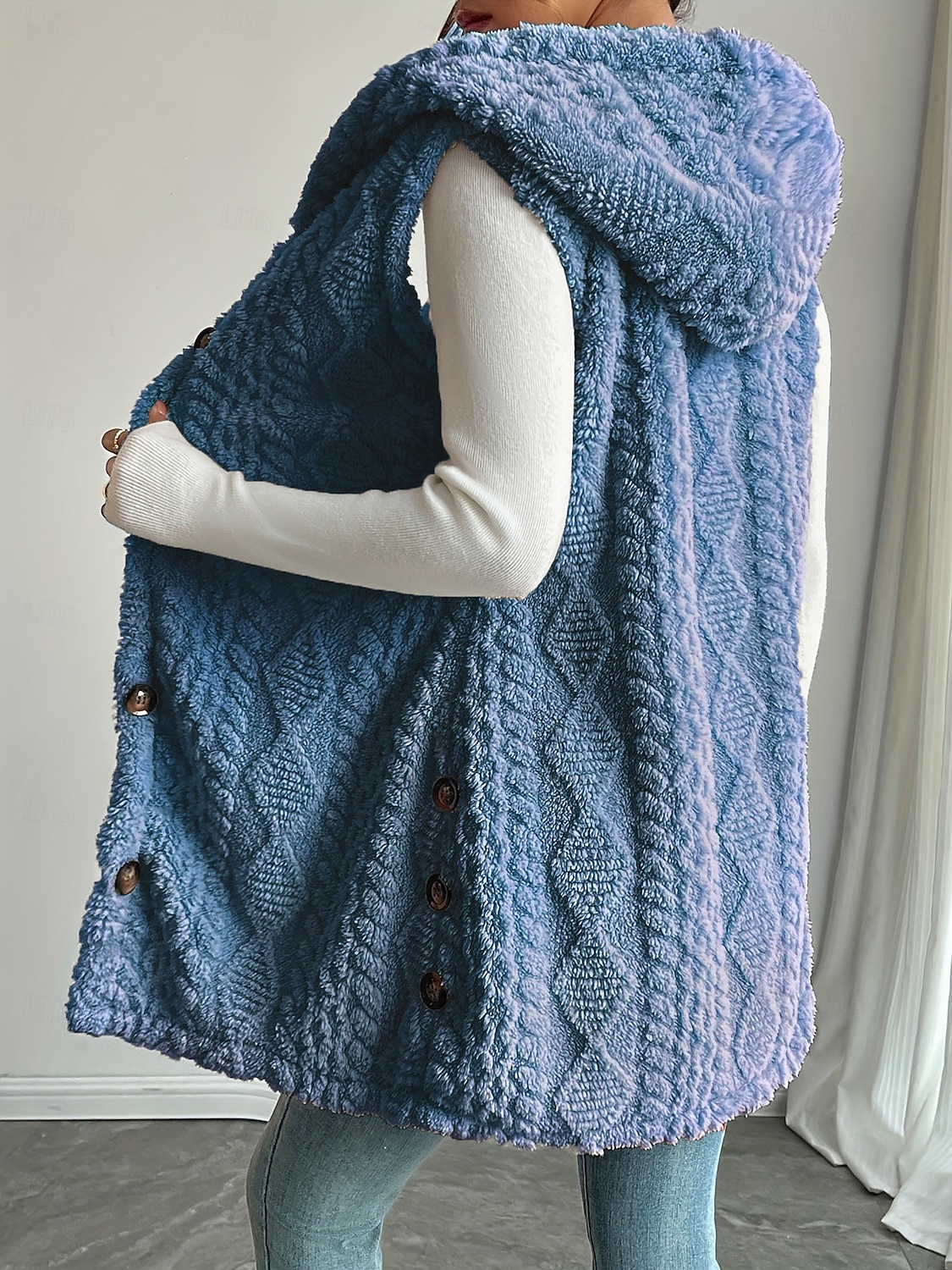 בגדי ריקוד נשים אפוד פליסה וסט נוח נושם כפתורים יום יומי אחיד חופשה רחוב קזו'אל לבוש יומיומי חזה יחיד ארוך עם קפוצ'ון רגיל ללא שרוולים הלבשה עליונה פול שחור לבן אביב סתיו 2026 - $31.99 –P13