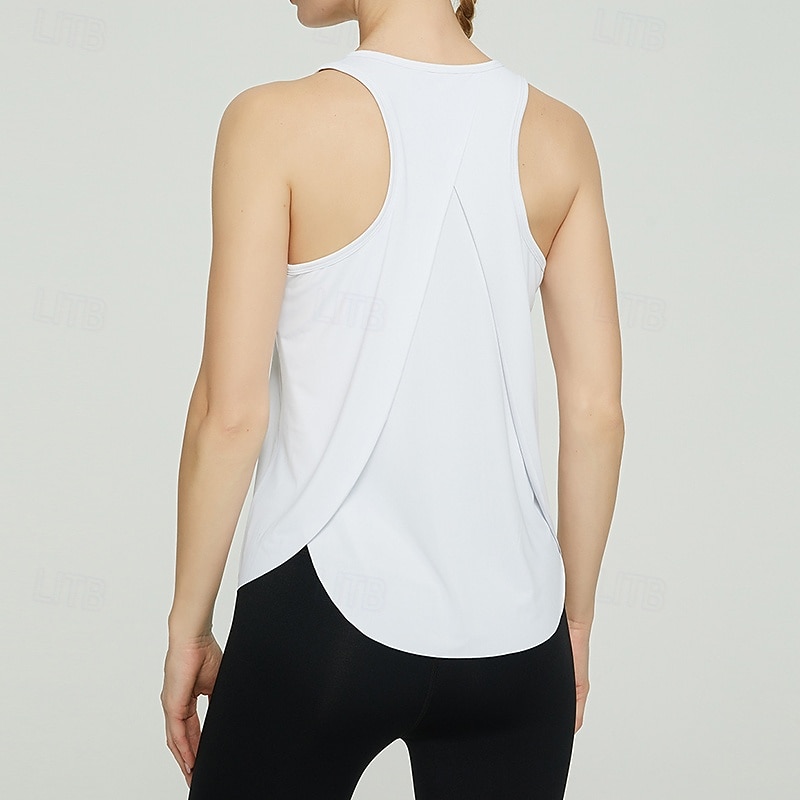 Women's Solid Colored Tank Top Workout Tops Loose Fit Elastic Sweat-Wicking Breathable Tennis Pickleball Yoga Crew Neck Top Black White Yellow Tennis Clothing 2026 - $11.49 –P9