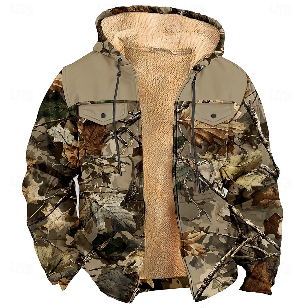 Homens camuflagem Côr Camuflagem Tosão Moletom Jaqueta Moda Legal Diário Vintage retrô Com Capuz Ao ar livre Caça Marron cáqui Verde Tropa Zíper Bolsos Outono Inverno Designer S M L XL XXL XXXL de 2026 por $44.99 –P3