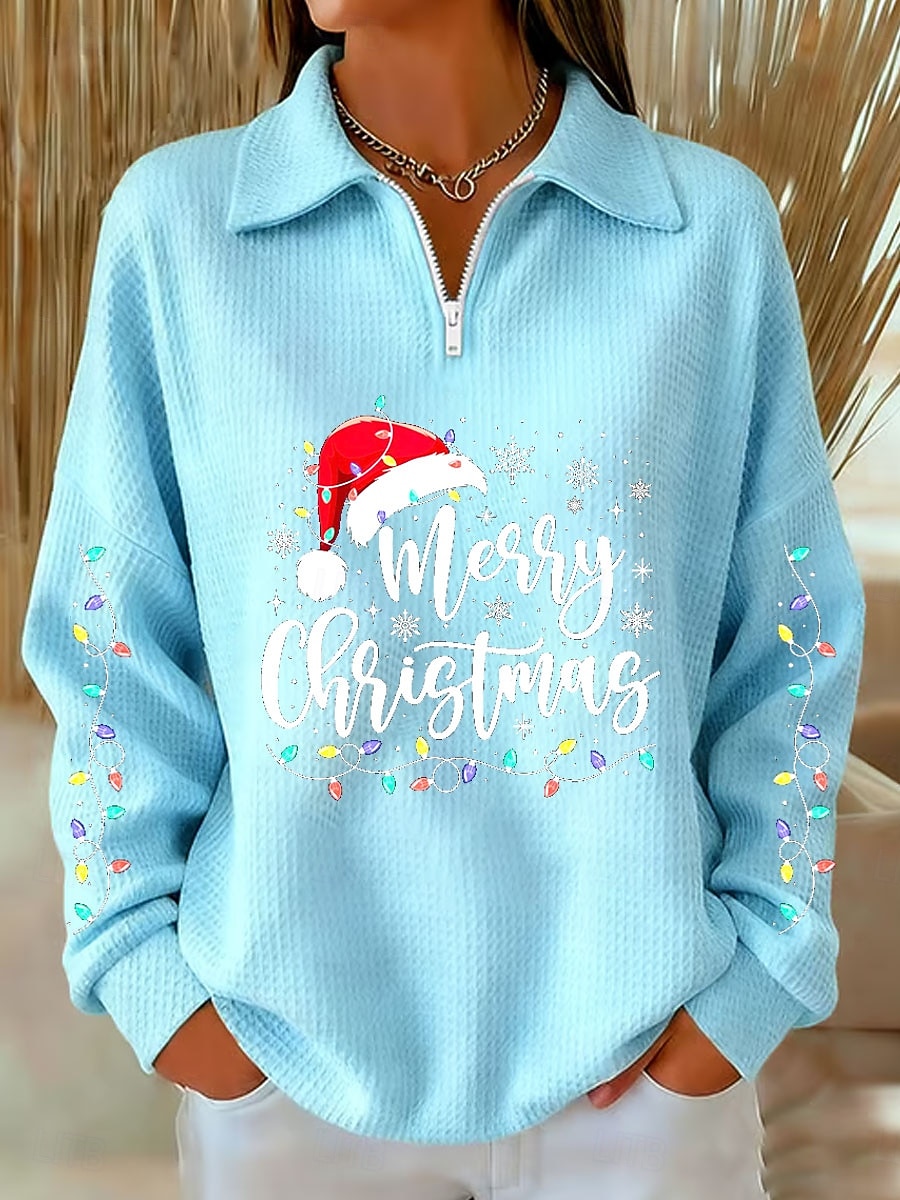 Női Pulóver pulóver Grafika Karácsonyfa Alkalmi Hosszú ujj Fél cipzár Normál felsők Hétköznapi Sport Szabadság Medence Fekete Arcpír rózsaszín Rubin Lóhere Ősz Tél 2025 - $32.99 –P4