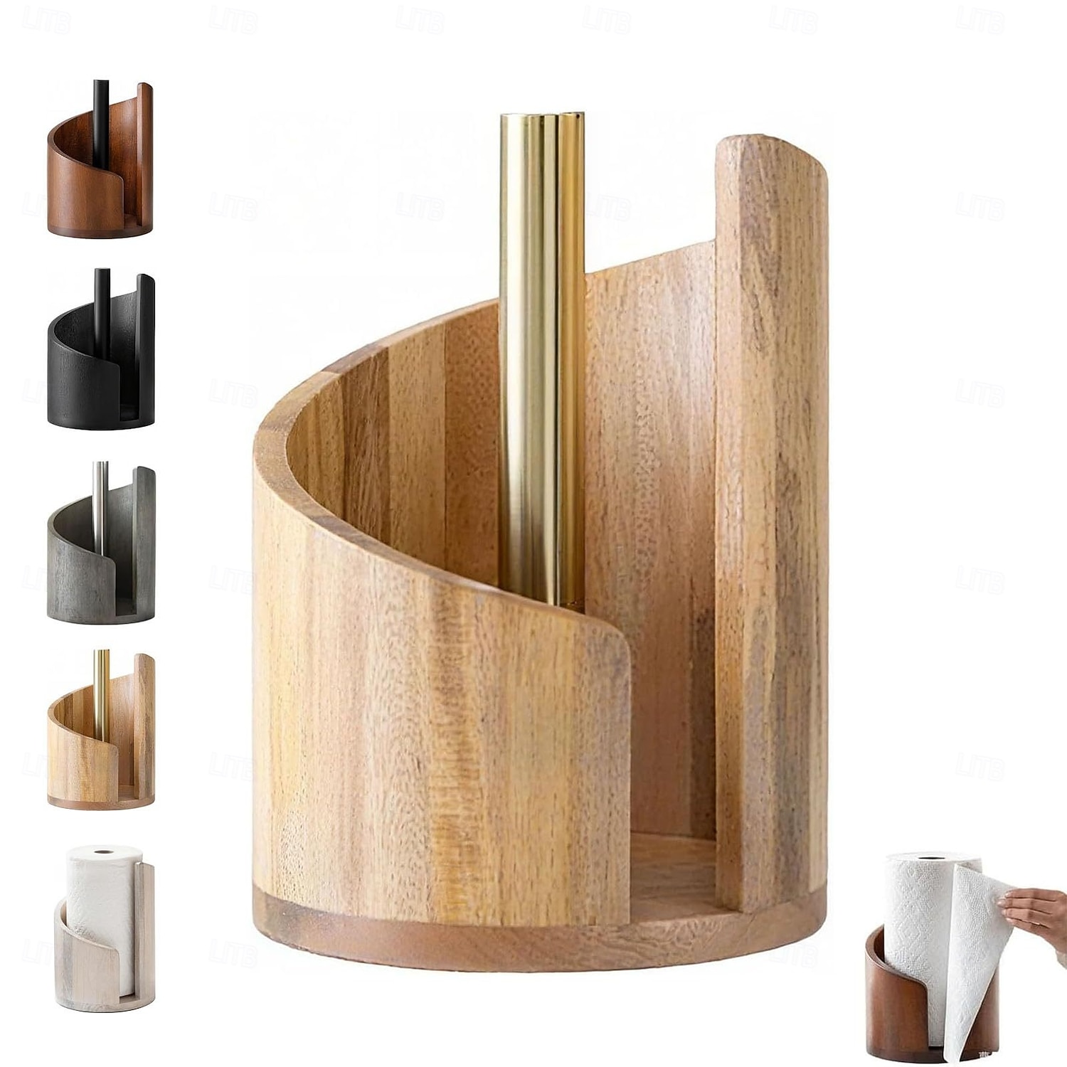 Mountain Paper Towel Holder Countertop with Mango Wood Round Base and Holder, Wood Paper Towel Holders Countertop, Spiral Design Decorative Storage Box for Bathroom Storage 2026 - $32.99 –P2