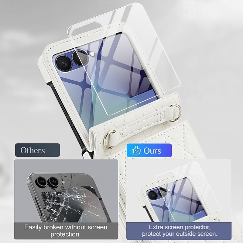 Phone Case For Samsung Galaxy Z Flip 7 Z Flip 6 Z Flip 5 Z Flip 4 Z Flip 3 Flip Cover with Screen Protector Ring Holder Shockproof Retro PU Leather 2026 - $32.99 –P2
