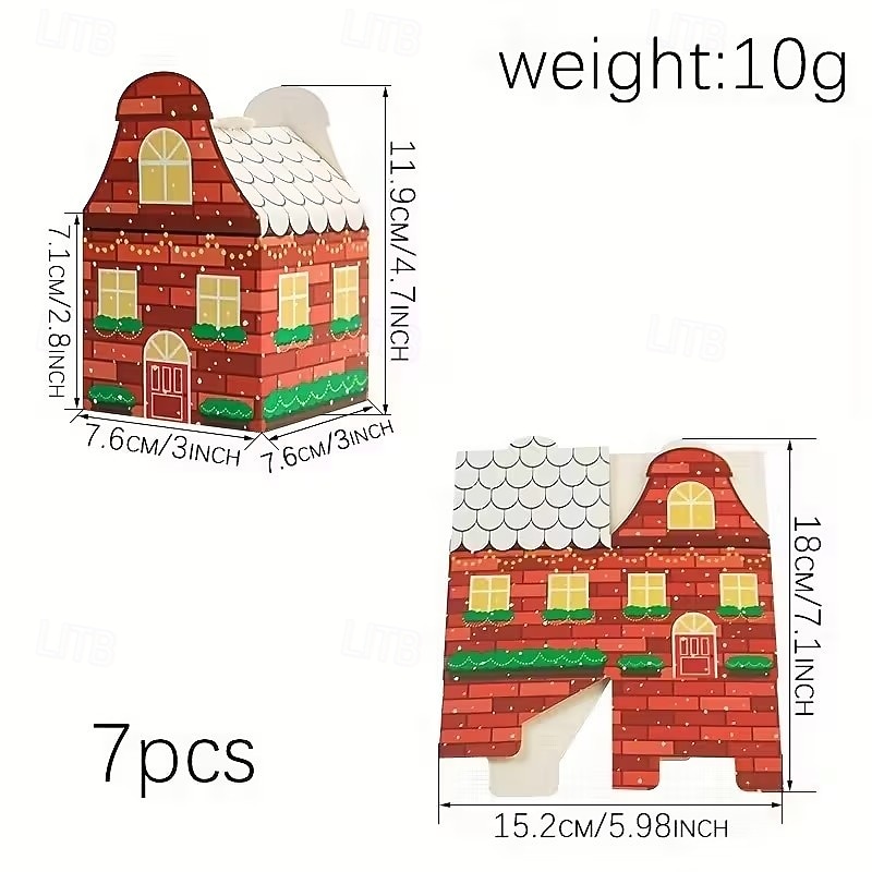 Caixa de calendário do advento de Natal com 24 peças - design de casinha de gengibre vermelha e branca com relógio dourado e cena de vila nevada, perfeita para presentes de festas de fim de ano e de 2025 por $22.99 –P7