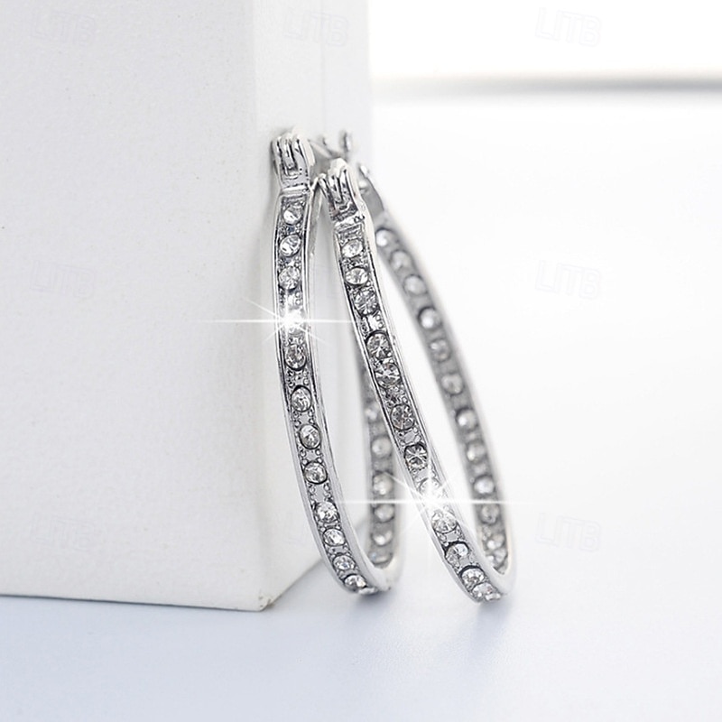 Brincos de argola elegantes com cristais transparentes brilhantes – brincos pendentes em aço inoxidável banhado a ouro e prata. de 2026 por $7.99 –P3