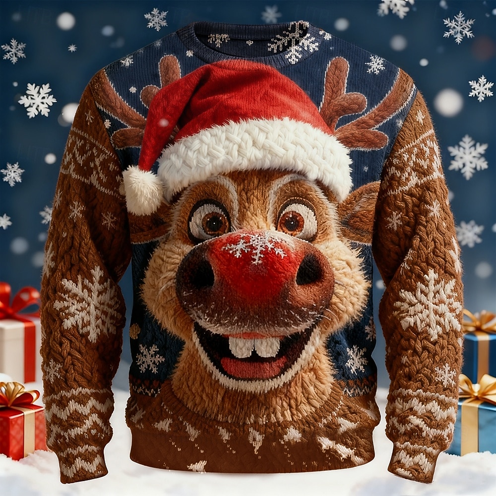 סוודר חג המולד המכוער בגדי ריקוד גברים כל אחד דפוס סוודר סוודר סריגים צווארון צווארון יום יומי חופשה יומי Keep Warm שרוול ארוך אביב סתיו חורף שחור אודם פול 2025 - $36.99 –P10