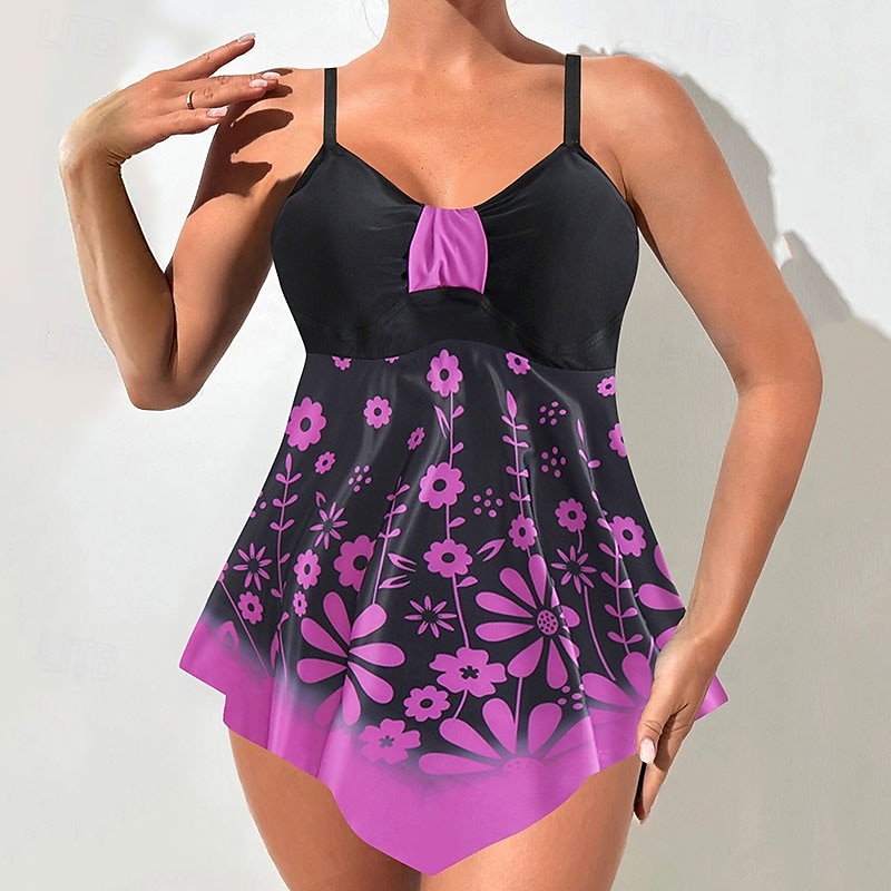 Per donna Costumi da bagno Due pezzi Birichino Costume da bagno Senza schiena Vacanza Vintage Floreale Grafico Scollo a V Senza Maniche Costumi da bagno del 2026 a $28.99 –P8