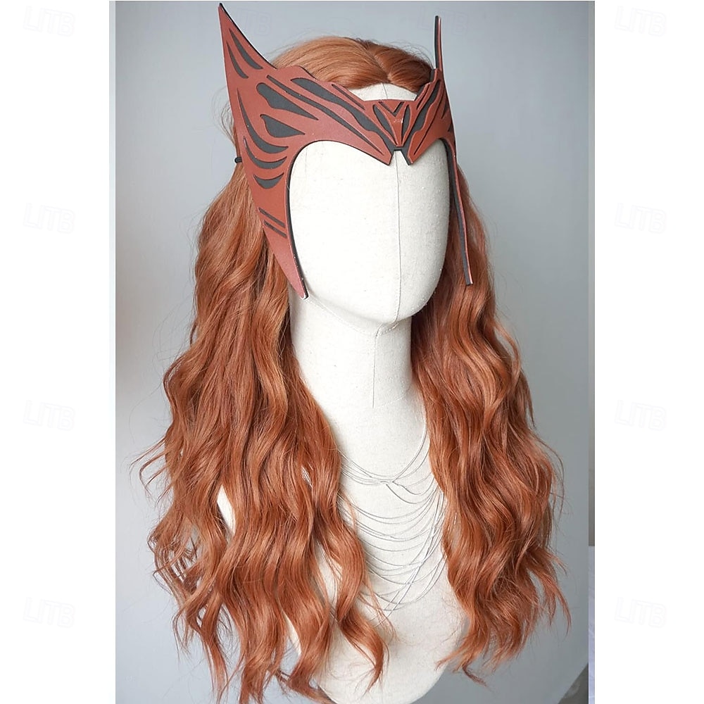 Peruca longa ruiva natural, peruca ruiva longa e encaracolada para fantasias, peruca sintética ruiva acobreada ondulada de 71 cm (28 polegadas) para festas de carnaval de 2026 por $21.99 –P5