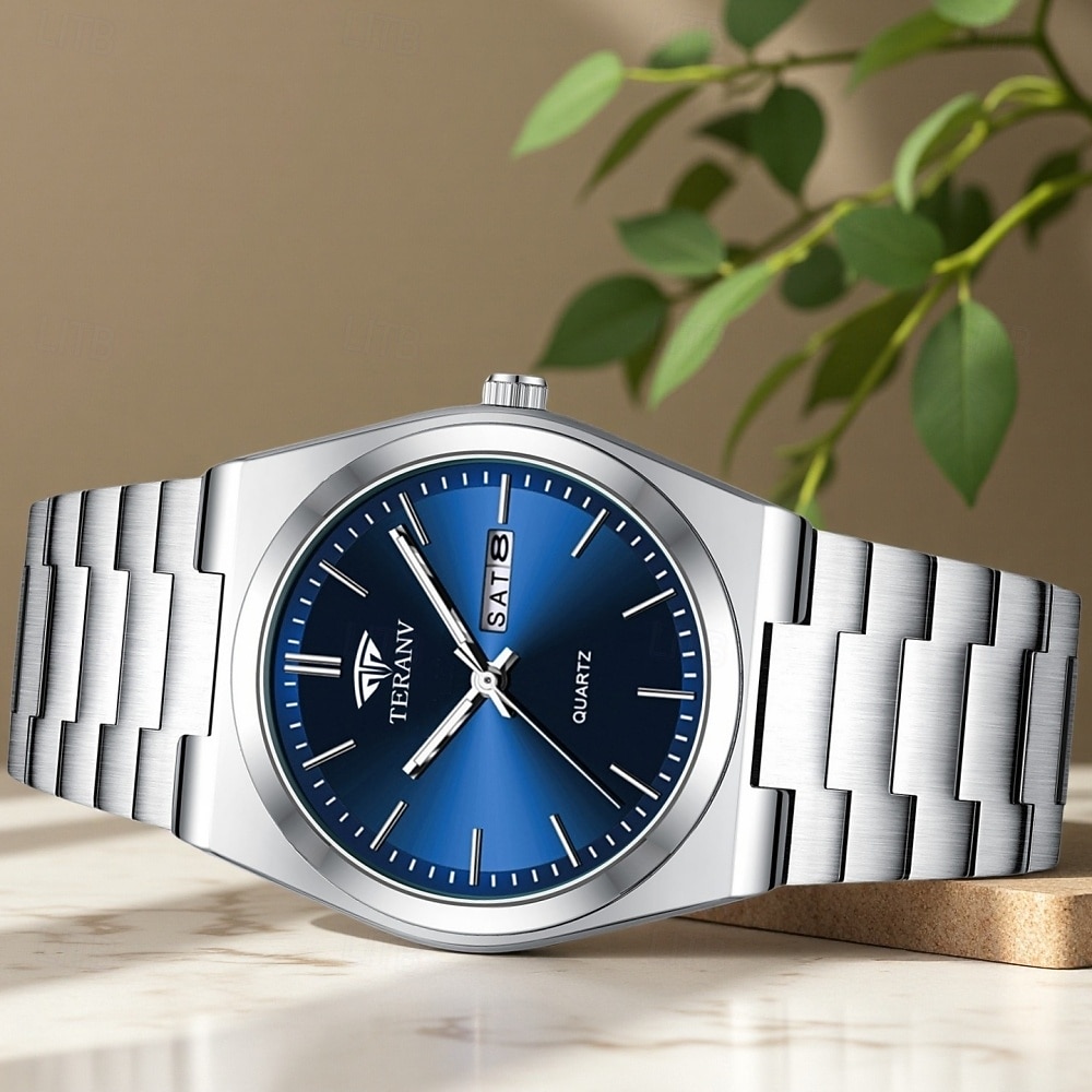 Advanced Men's Wristwatch Fashionable/business Men's Quartz Watch Date Calendar Display Stainless Steel Case Strap The Best Gift Choice for Men 2025 - $20.99 –P2
